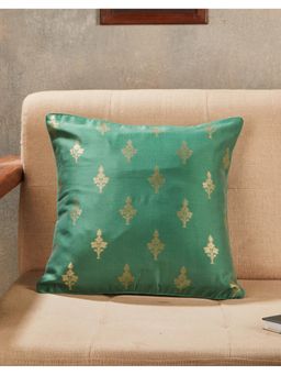 Fabindia - Green Jalsa Banarsi Woven Cotton Silk Cushion Cover (16X16 Inches)
