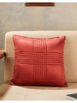 Fabindia - Red Nazm Quilting Viscose Cushion Cover (16X16 Inches)