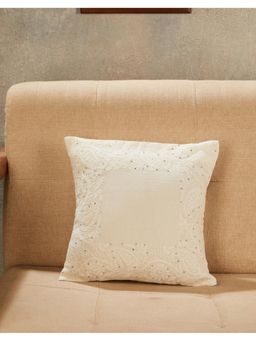 Fabindia - Off White Inaya Chikankari Cotton Silk Cushion Cover (12X12 Inches)