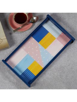 HomeTown - Print Modern Pop Pink Engineered Wood Tray Small in Blue