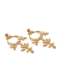 Dhwani Bansal - Earrings In 22K Gold Plated Brass With Light Pink And White Enamel