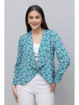 PURYS - Floral Print Summer Shrug Green