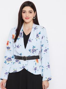 PURYS - Floral Print Summer Shrug Aqua
