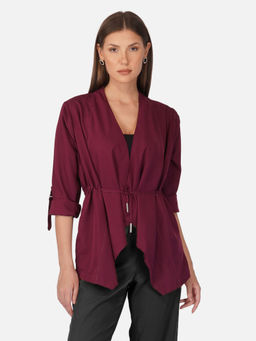 PURYS - Women Tie-Up Shrug Wine