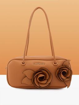 Caprese - Women Brown Bloom Baguette Handbag (M)