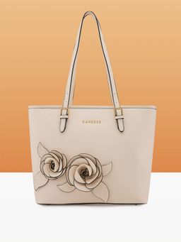 Caprese - Women Off White Bloom Tote Bag (M)