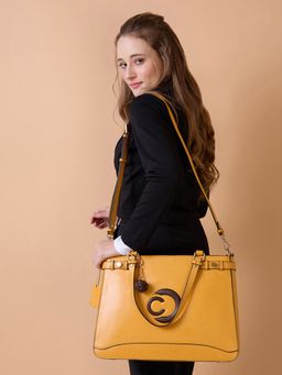 Caprese - Women Yellow Minimal Formal Tote Bag (L)