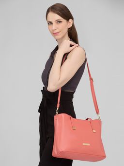 Caprese - Women Peach Shyla Tote Bag (L)