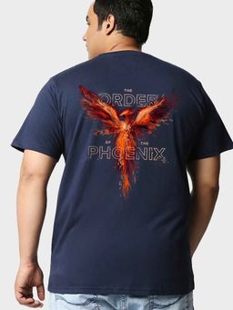 Bewakoof - Men's Blue Order of the Phoenix Graphic Printed Plus Size T-shirt