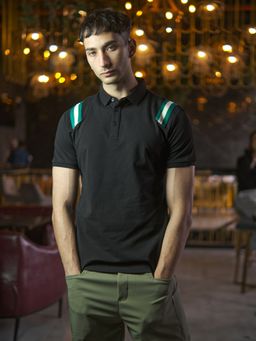 Odette - Franco Black Polyester Polo T-Shirt for Men