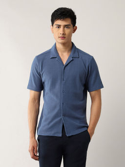 Arrow - Blue Men's Pure Cotton Relaxed Fit Cuban Shirt