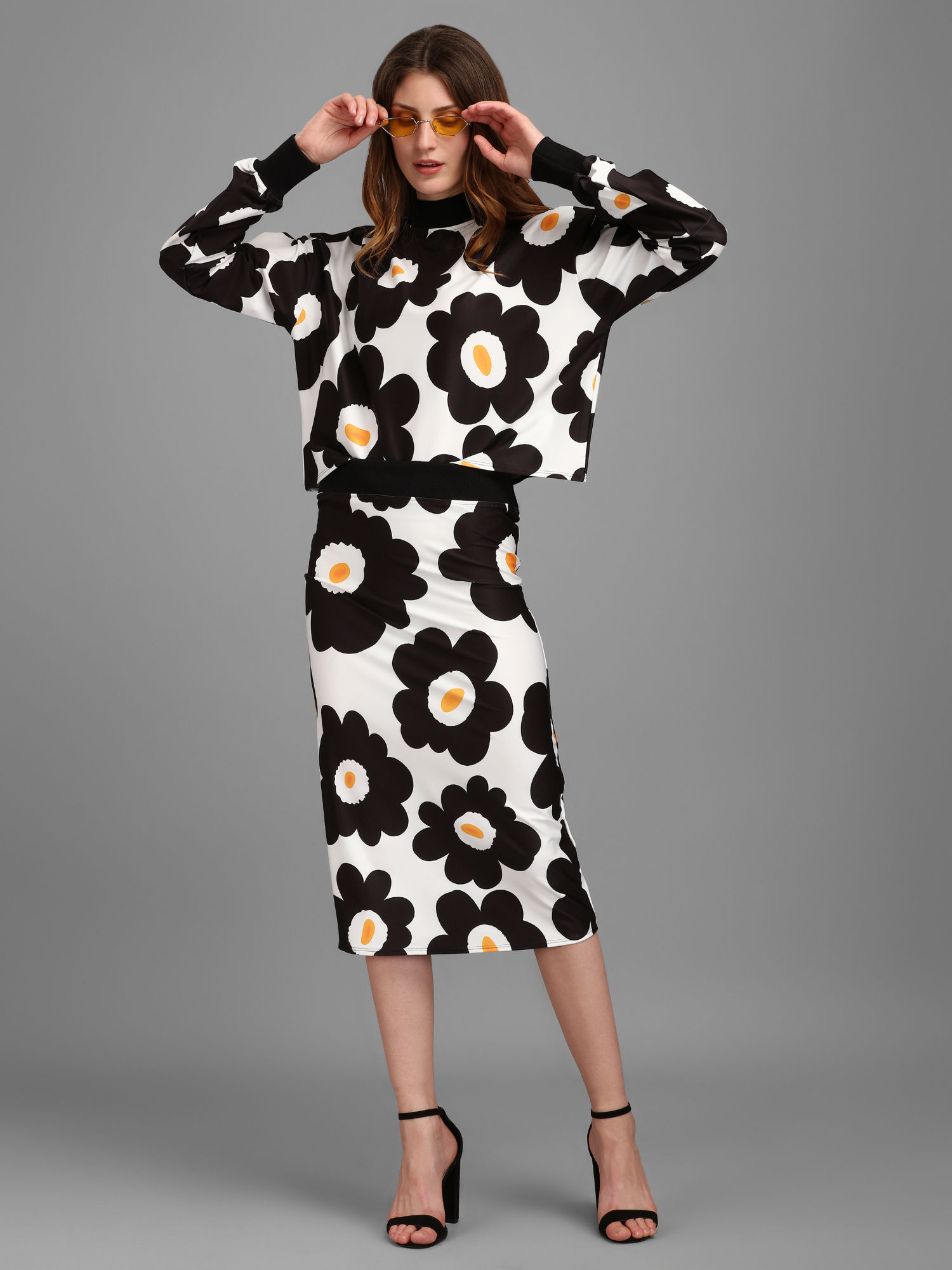purvaja White Floral Co-ords Midi Dress (Set of 2)-picture-39