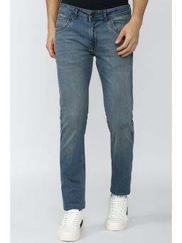 Peter England - Men Blue Mid Wash Slim Tapered Jeans