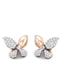 Candere by Kalyan Jewellers - 18K BIS Hallmark Rose Gold and Diamond Butterfly Earrings