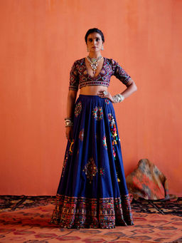 Karishma Khanduja - Mustafa Blue Embellished Skirt
