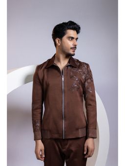 SMRITI - Brown Cocoa Crest Bomber Jacket