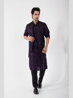 SMRITI - Dark Purple Raven Nehru Jacket