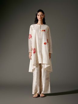 Rohit Bal - Ivory Flared A-Line Kurta with Palazzo (Set of 2)