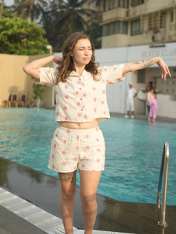 Ammarzo - Sunset Blossom Women’s 100% Viscose Sleepwear Co-ord Set