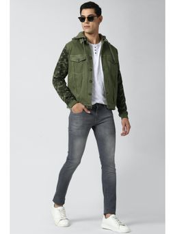 Peter England - Men Olive Print Casual Jacket
