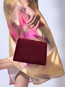 Joker and Witch - Joker & Witch Demi Scarlet Maroon Suede Clutch