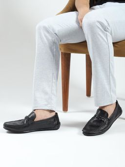 Monte Carlo - Men Black Slip On Genuine Leather Loafers