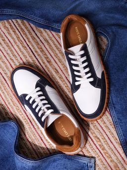 Monte Carlo - Men White Lace Ups Genuine Leather Sneakers