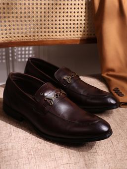 Monte Carlo - Men Brown Slip on Genuine Leather Penny Loafers