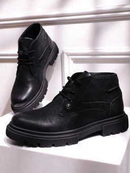 Monte Carlo - Men Black Lace Ups Genuine Leather Casual Boots