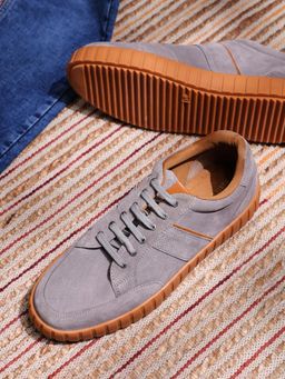 Monte Carlo - Men Grey Lace Ups Genuine Leather Sneakers