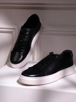 Monte Carlo - Men Black Lace Ups Genuine Leather Sneakers