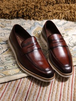 Monte Carlo - Men Tan Slip On Leather Penny Loafers
