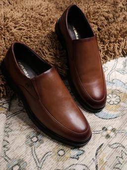 Monte Carlo - Men Tan Leather Slip On Loafers