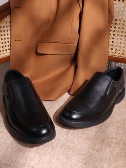 Monte Carlo - Men Black Leather Slip On Loafers