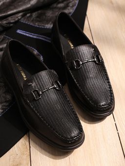 Monte Carlo - Men Black Comfortable Slip On Leather Loafers