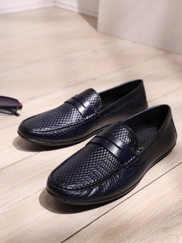 Monte Carlo - Men Navy Blue Comfortable Slip On Leather Loafers