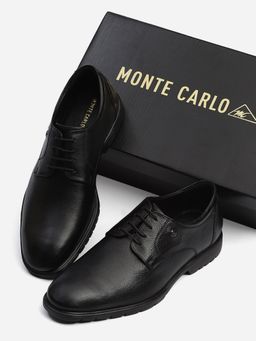 Monte Carlo - Men Black Lace Up Genuine Leather Formal Derbies