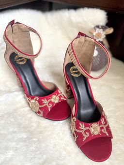 Modanta - Red Embroidered Heels