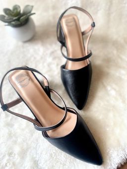 Modanta - Black Strappy Pointed Heels