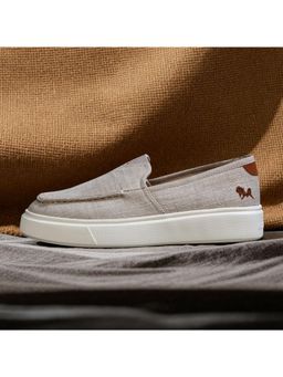 Neeman's - Beige Slip-On Canvas Shoes for Men