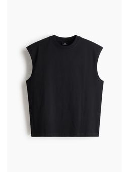 H&M - Men Black Relaxed Fit Cotton Vest Top