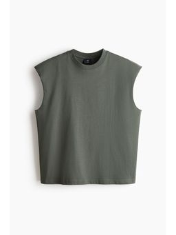 H&M - Men Green Relaxed Fit Cotton Vest Top