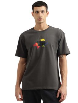United Colors of Benetton - Men Boxy Fit Round Neck Printed Grey T-Shirt