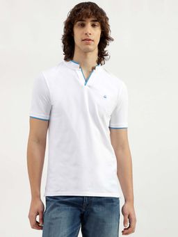 United Colors of Benetton - Men Regular Fit Mandarin Neck Solid White T-Shirt