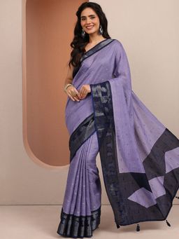 Libas - Lavender Ethnic Motif Woven Design Saree With Unstitched Blouse