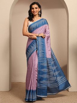 Libas - Lavender Self Design Printed Saree With Unstitched Blouse