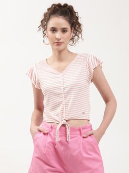 ELLE - Women Pink Striped Top