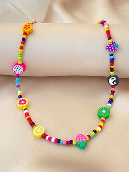 Yellow Chimes - Multi-Color Seed Beads Choker Necklace