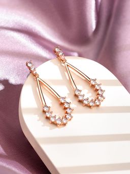 Yellow Chimes - Crystal Drop Gold Tone Crystal Studed Drop Earrings