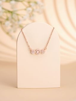 Yellow Chimes - Gold Toned Circle Designed Crystal Studded Pendant Necklace